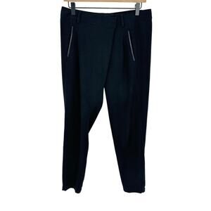 Vince Ankle Pants Tapered Black Leather Trim Elastic Hem Party Going Out Goth 4